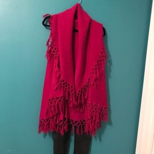 Pink Reversible Fringe Vest